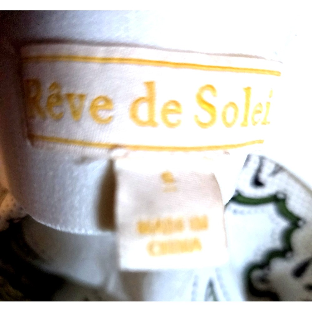 Reve de Soliel Dress S Vacay/Resort Palm Trees Strap Cotton Cream/Green Print - Picture 11 of 11